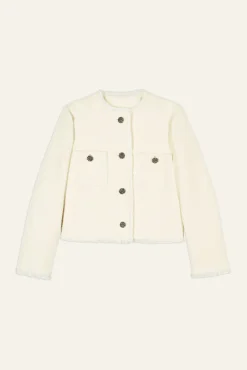 MERA chaqueta con bordes deshilachados