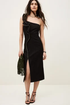 SILLA vestido one shoulder con volante